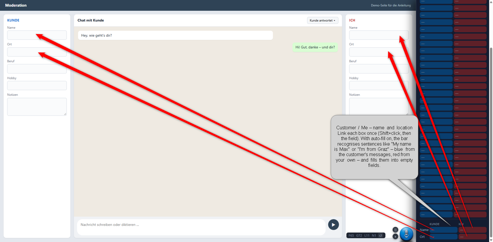 Customer / Me block with linked fields